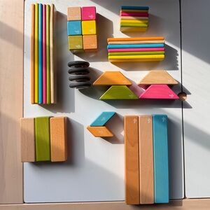 Tegu Magnetic Wooden Blocks 40pc Set - Pastel Montessori STEM